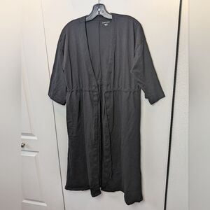 EILEEN FISHER Long Cardigan 3/4 Sleeves Black Size S/M 100% Organic Cotton